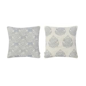 Lot de 2 housses de coussin  100% coton bleu