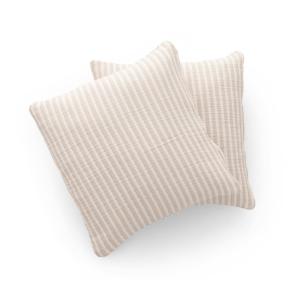 Lot de 2 housses de coussin coton à rayures lin 45x45 cm