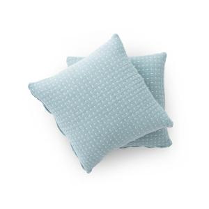 Lot de 2 housses de coussin coton aqua marine 45x45 cm