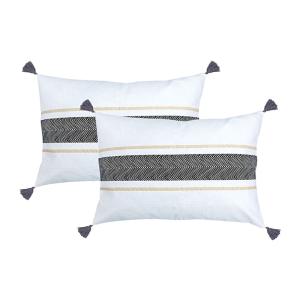 Lot de 2 housses de coussin coton ardoise 60x40