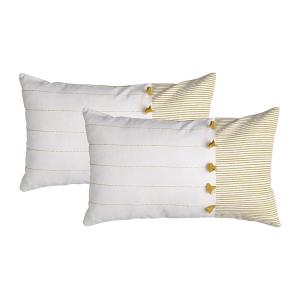 Lot de 2 housses de coussin coton jaune zeste 50x30