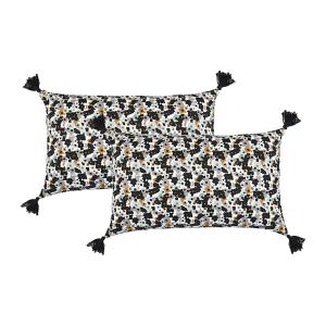 Lot de 2 housses de coussin coton noir 50x30