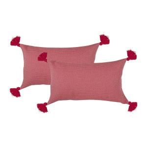 Lot de 2 housses de coussin coton rouge 50x30