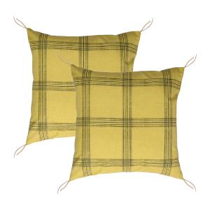 Lot de 2 housses de coussin coton vert kaki 50x50