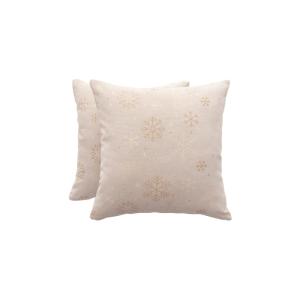 Lot de 2 housses de coussin de Noël en coton beige et or 45…