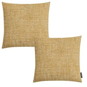 Lot de 2 housses de coussin effet tweed moutarde 45x45