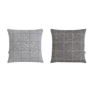 Lot de 2 housses de coussin en coton 50x50 gris