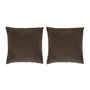 Lot de 2 housses de coussin en velour  chocolat 45x45 cm