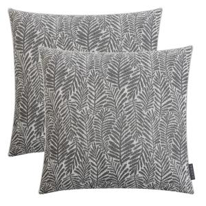 Lot de 2 housses de coussin feuillage jacquard 50x50