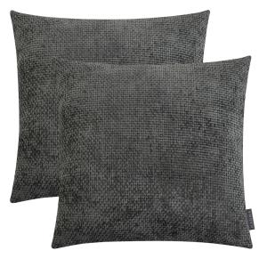 Lot de 2 housses de coussin velours chenille anthracite 50x…