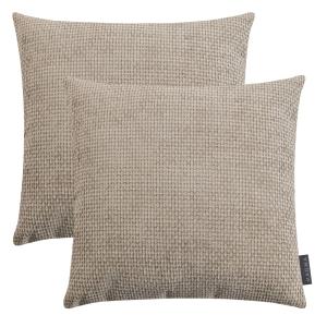 Lot de 2 housses de coussin velours chenille taupe 40x40