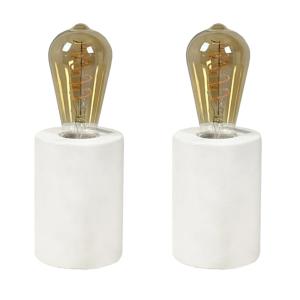 Lot de 2 lampes de chevet en béton blanc h. 12 cm