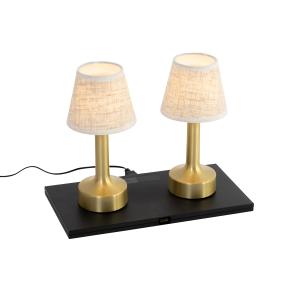 Lot de 2 lampes de table dorées beige rechargeables