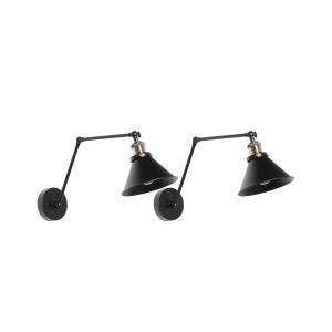 Lot de 2 lampes murales réglable métal noir