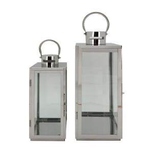 Lot de 2 lanternes d'extérieur modernes noir et gris