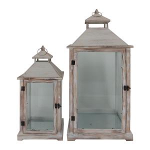 Lot de 2 lanternes grandes marron clair