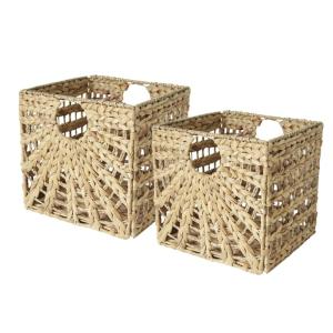 Lot de 2 paniers de rangemenent jonc mer motif soleil 31 x…