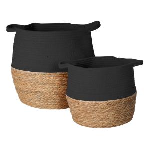 Lot de 2 paniers de rangement en algue marine et coton noir…