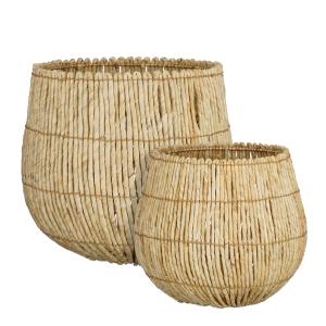 Lot de 2 paniers de rangement marron clair H40