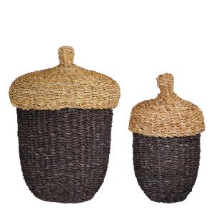 Lot de 2 paniers de rangement marron H45