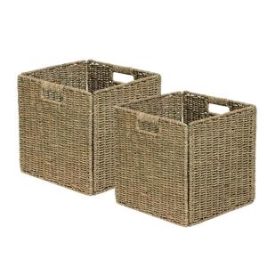 Lot de 2 paniers de rangement pliables jonc de mer 31 x 31…
