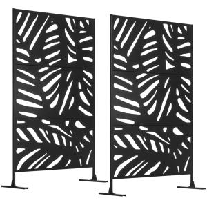 Lot de 2 panneaux brise vue extérieur à motif végétal acier…