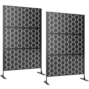 Lot de 2 panneaux brise vue motif géométrique ajouré acier…