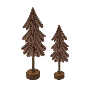 Lot de 2 petits arbres de Noël de table en bois et feutre m…