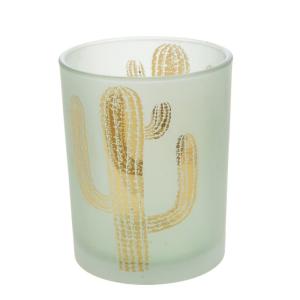 Lot de 2 photophore cactus 12 cm  verts en verre