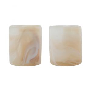 Lot de 2 photophores en verre Beige