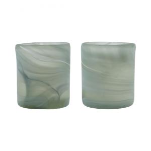 Lot de 2 photophores en verre Gris