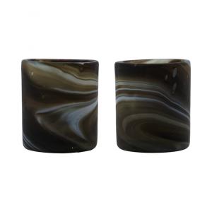 Lot de 2 photophores en verre Marron