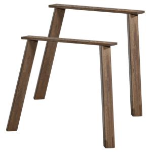 Lot de 2 pieds de table en bois de chêne marron