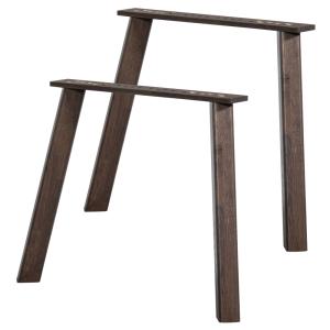 Lot de 2 pieds de table en bois de chêne marron foncé