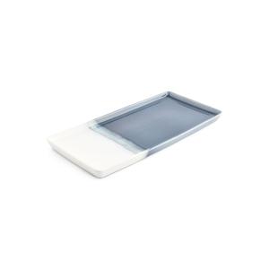 Lot de 2 plat de service bleu en grès 14x32cm