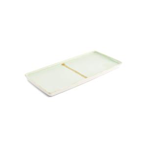 Lot de 2 plat de service vert en grès 14x32cm
