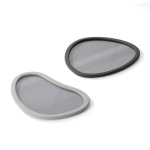 Lot de 2 plateaux de service gris et noir 48x40cm