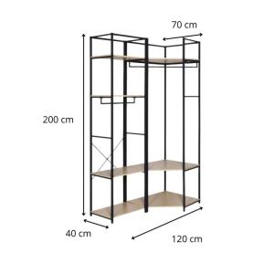 Lot de 2 portants vêtements  en bois et métal 120x200cm
