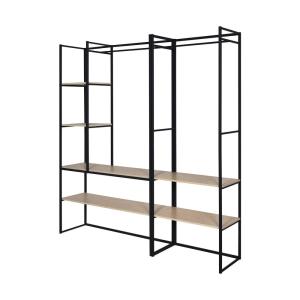Lot de 2 portants vêtements en bois et métal noir 190x200cm…