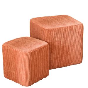 Lot de 2 poufs déco en velours côtelé