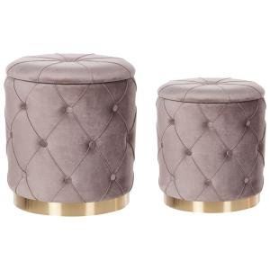 Lot de 2 poufs en tissu beige 40 33x44 36cm