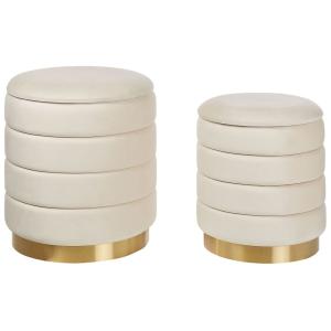 Lot de 2 poufs en tissu beige 4033x4438cm