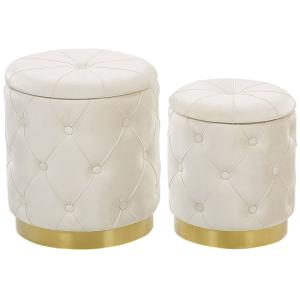 Lot de 2 poufs en tissu blanc 4033x4436cm