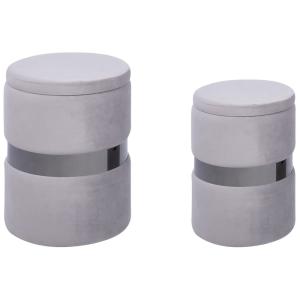 Lot de 2 poufs en tissu gris 3530x4436cm