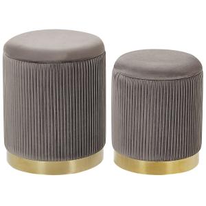 Lot de 2 poufs en tissu gris 3531x4439cm
