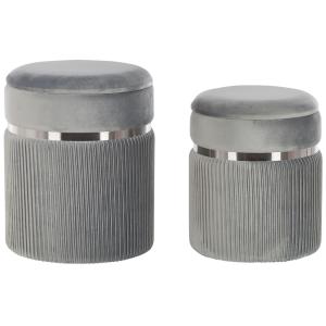 Lot de 2 poufs en tissu gris 3631x4438cm