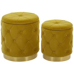 Lot de 2 poufs en tissu jaune 4033x4436cm