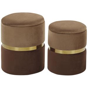 Lot de 2 poufs en tissu marron 36 31x44 39cm