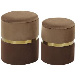 Lot de 2 poufs en tissu marron 3631x4439cm