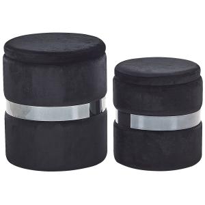 Lot de 2 poufs en tissu noir 35 30x44 36cm